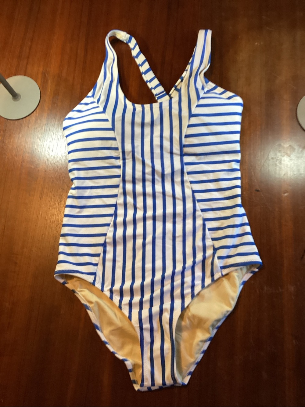 Cabana Life White and Blue Striped Girls One-Piece Swimsuit